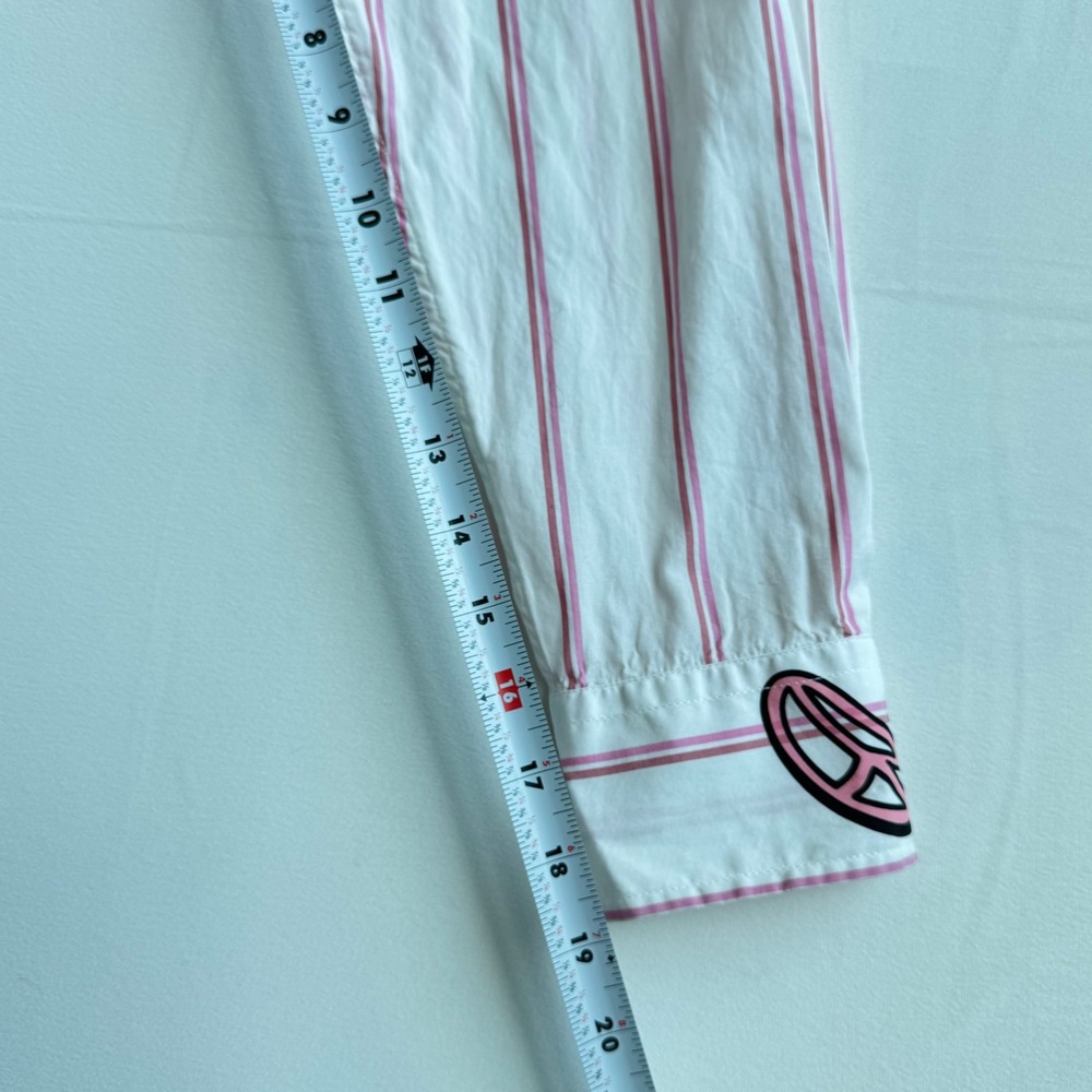 Zadig & Voltaire Tais Pop Raye Brod Shirt Mens Pink White Striped Graphic Medium - Picture 10 of 10